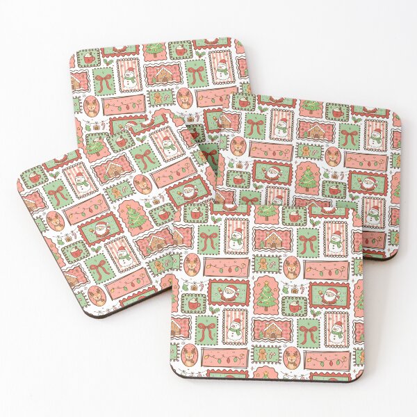 Item preview, Retro Christmas Postage Stamp Pattern designed and sold by OLAIZA.
