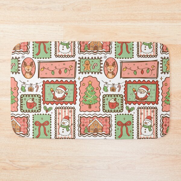 Item preview, Retro Christmas Postage Stamp Pattern designed and sold by OLAIZA.