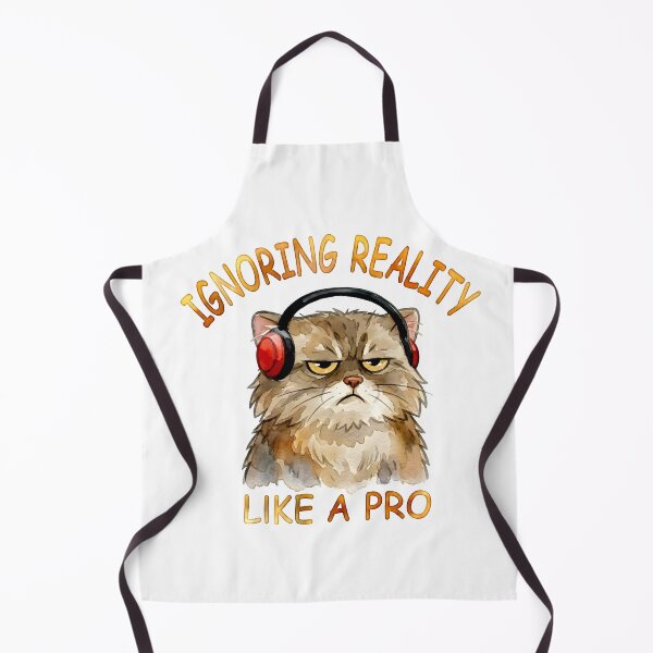 Item preview, Ignoring Reality Like A Pro | Funny Watercolor Manul Wearing Headphones designed and sold by PawtopiaArt.