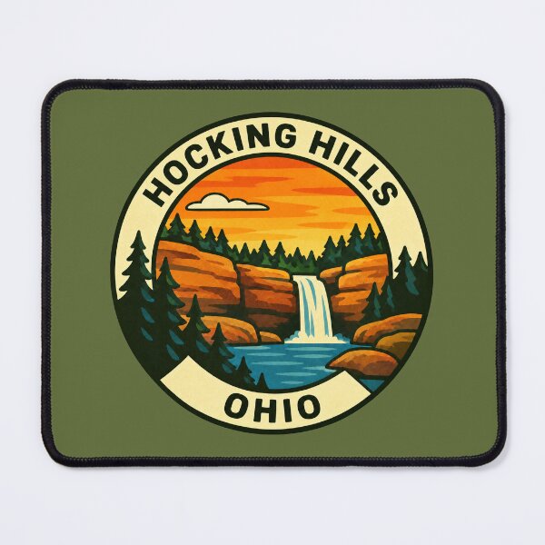 Item preview, Hocking Hills Ohio Vintage Waterfall Travel Badge designed and sold by American Travels.