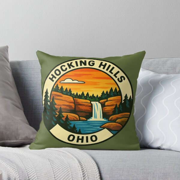 Item preview, Hocking Hills Ohio Vintage Waterfall Travel Badge designed and sold by American Travels.
