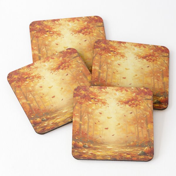 Item preview, Golden Autumn Forest Path Painting Desk Mat — Cozy Fall Harvest Pumpkins and Warm Sunbeam Woods Office Decor designed and sold by FestivityFinds.