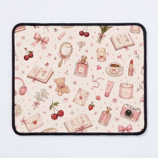 Item preview, Coquette Pink Aesthetic Pattern with Cute Bows and Cherries designed and sold by NinaVibeStudio.