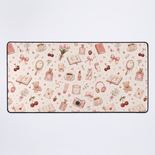 Item preview, Coquette Pink Aesthetic Pattern with Cute Bows and Cherries designed and sold by NinaVibeStudio.
