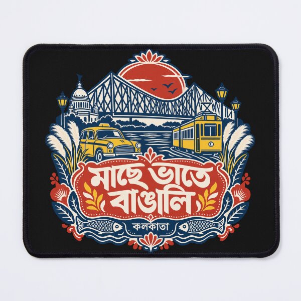 Item preview, Mache Bhate Bangali Kolkata Fish And Rice Retro Art designed and sold by aneekhait.