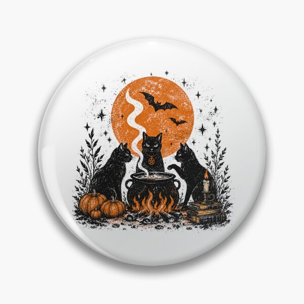 Item preview, Black Cat Witch Brewing Potion Under Full Moon Vintage Halloween designed and sold by TrevionYoster.