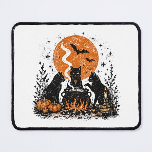 Item preview, Black Cat Witch Brewing Potion Under Full Moon Vintage Halloween designed and sold by TrevionYoster.