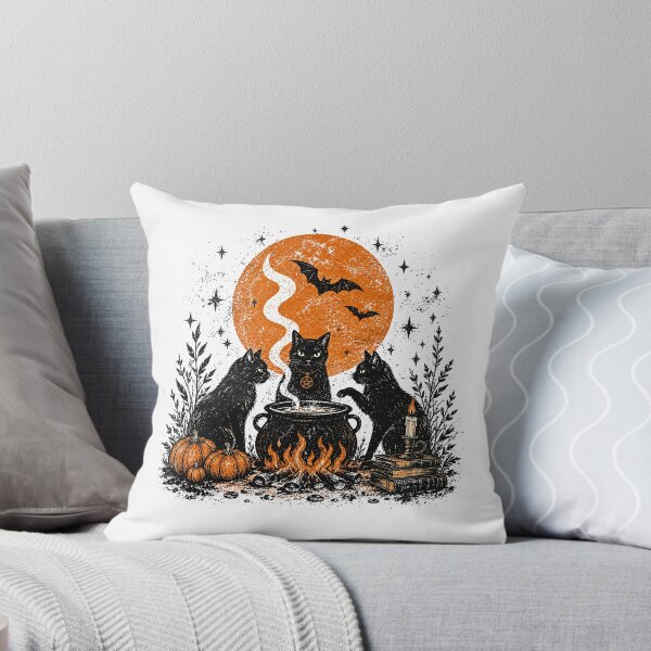 Item preview, Black Cat Witch Brewing Potion Under Full Moon Vintage Halloween designed and sold by TrevionYoster.