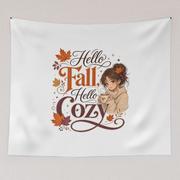 Item preview, Hello Fall, Hello Cozy – Cute Cozy Autumn Design for Women, Fall Lover Gift designed and sold by PrintSparkDesigns.