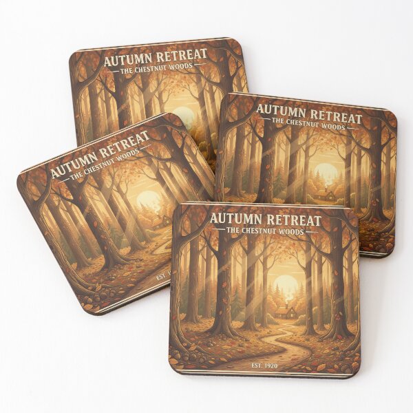 Item preview, Autumn Retreat The Chestnut Woods Vintage Poster  Golden Fall Forest Cabin Wall Art  Autumn Posters designed and sold by FestivityFinds.