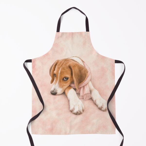 Item preview, Cute Watercolor Hound Puppy Dog in Pink Scarf designed and sold by RescueHeart10.