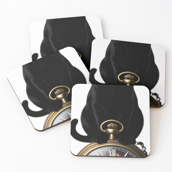 Item preview, Gothic Black Cat Antique Brass Pocket Watch designed and sold by IllumeInk.