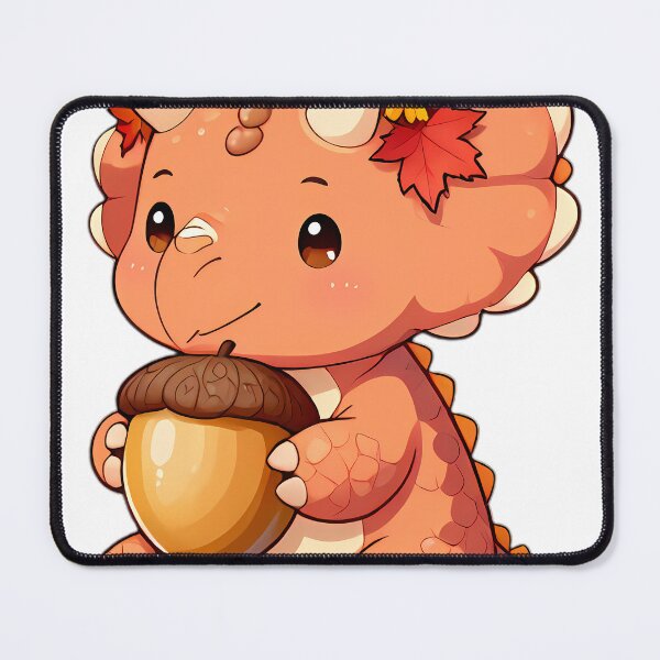 Item preview, Cute Baby Triceratops with Autumn Flower Crown Holding Golden Acorn designed and sold by pumsquare.