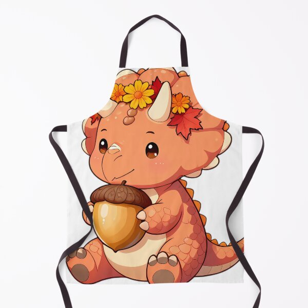 Item preview, Cute Baby Triceratops with Autumn Flower Crown Holding Golden Acorn designed and sold by pumsquare.