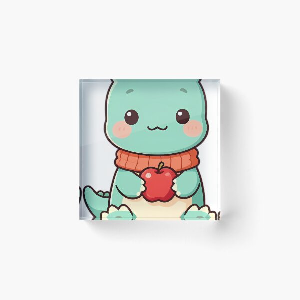 Item preview, Cute Baby Brachiosaurus Wrapped in Autumn Scarf Holding Red Apple designed and sold by pumsquare.