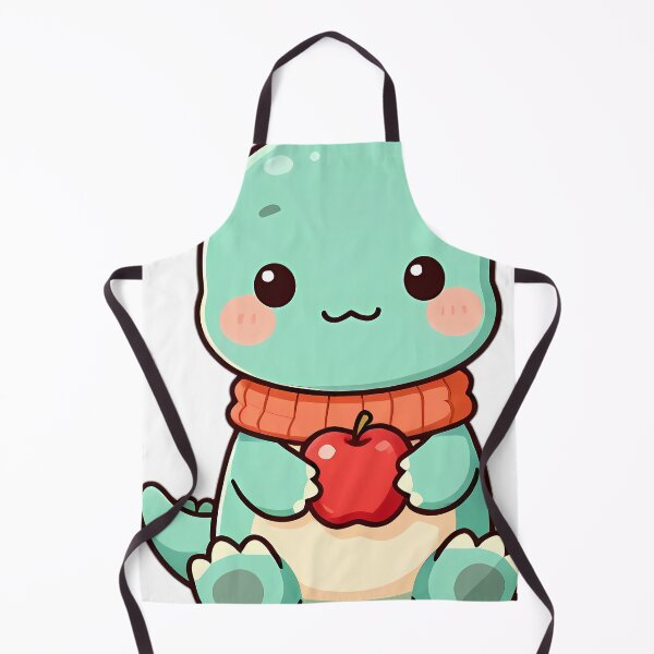 Item preview, Cute Baby Brachiosaurus Wrapped in Autumn Scarf Holding Red Apple designed and sold by pumsquare.