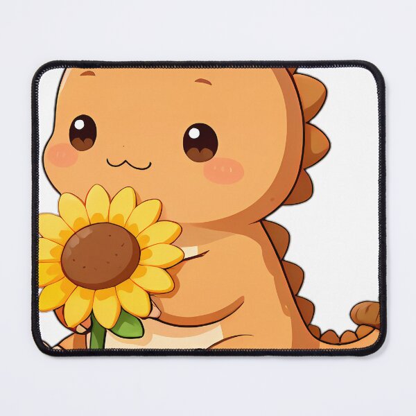Item preview, Cute Baby Ankylosaurus with Acorn Tail Hugging Sunflower designed and sold by pumsquare.
