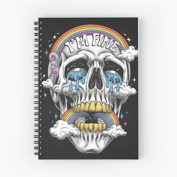Item preview, I'm Fine Crying Rainbow Skull — Funny Dark Humor Mental Health Sarcastic Retro designed and sold by FestivityFinds.