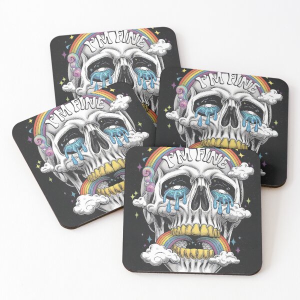 Item preview, I'm Fine Crying Rainbow Skull — Funny Dark Humor Mental Health Sarcastic Retro designed and sold by FestivityFinds.