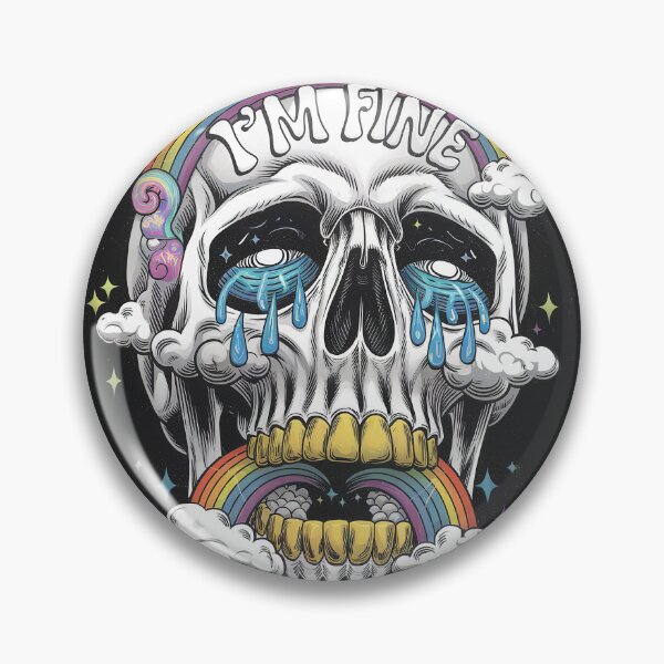 Item preview, I'm Fine Crying Rainbow Skull — Funny Dark Humor Mental Health Sarcastic Retro designed and sold by FestivityFinds.