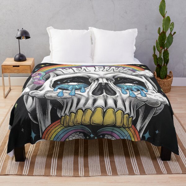 Item preview, I'm Fine Crying Rainbow Skull — Funny Dark Humor Mental Health Sarcastic Retro designed and sold by FestivityFinds.