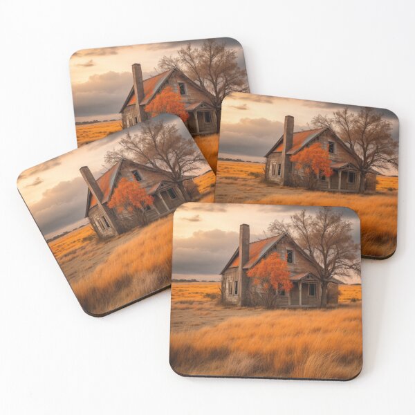 Item preview, Abandoned Farmhouse in a Golden Field - Rustic Country Landscape designed and sold by Gustavo Navarro.