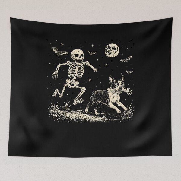 Item preview, Skeleton Chasing Dog Funny Dog Stealing Bone Skeleton Halloween designed and sold by studio-ssaam.