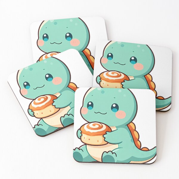 Item preview, Cute Baby Spinosaurus with Autumn Leaf Sail Hugging Cinnamon Roll designed and sold by pumsquare.