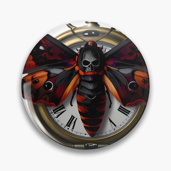 Item preview, Gothic Deaths Head Hawkmoth Antique Brass Pocket Watch designed and sold by IllumeInk.