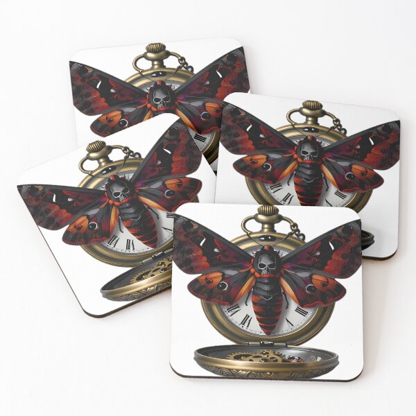 Item preview, Gothic Deaths Head Hawkmoth Antique Brass Pocket Watch designed and sold by IllumeInk.