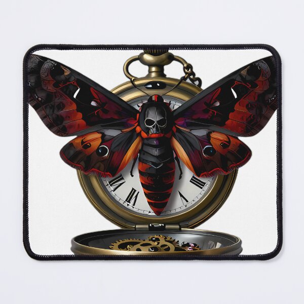 Item preview, Gothic Deaths Head Hawkmoth Antique Brass Pocket Watch designed and sold by IllumeInk.