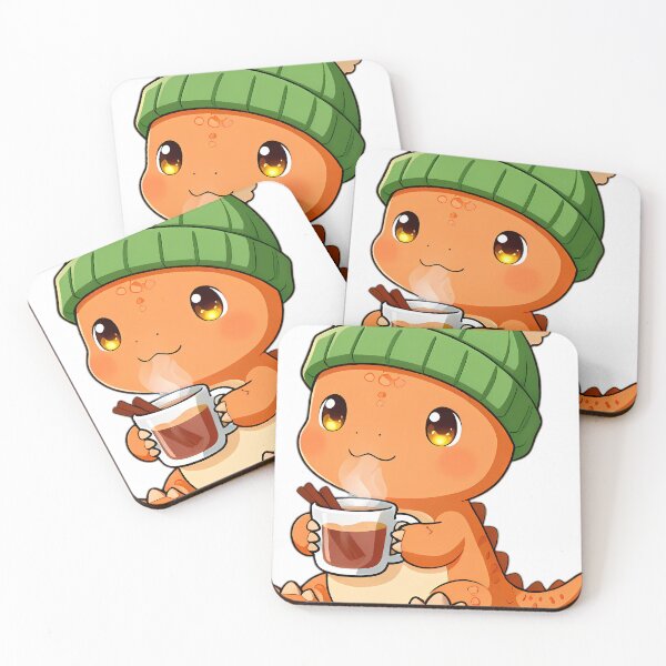 Item preview, Cute Baby Velociraptor with Pom Pom Beanie Holding Apple Cider designed and sold by pumsquare.