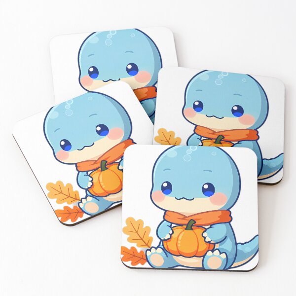 Item preview, Cute Baby Diplodocus in Golden Oak Leaves Hugging Mini Pumpkin designed and sold by pumsquare.