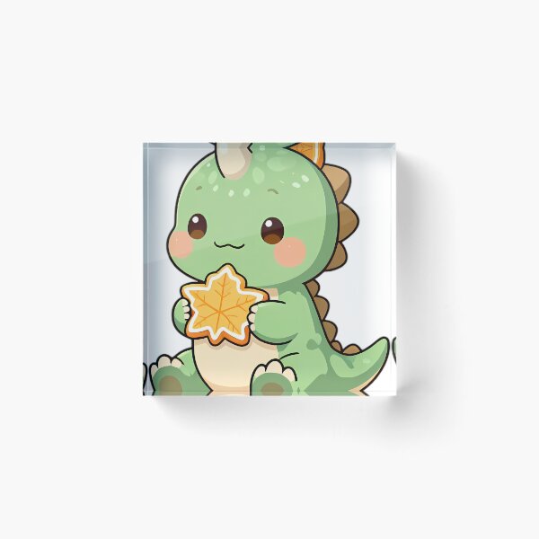Item preview, Cute Baby Styracosaurus with Autumn Berry Frill Holding Maple Cookie designed and sold by pumsquare.