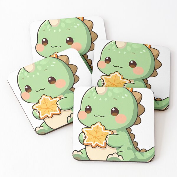 Item preview, Cute Baby Styracosaurus with Autumn Berry Frill Holding Maple Cookie designed and sold by pumsquare.