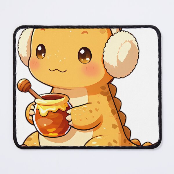 Item preview, Cute Baby Allosaurus with Fluffy Earmuffs Hugging Honey Pot designed and sold by pumsquare.