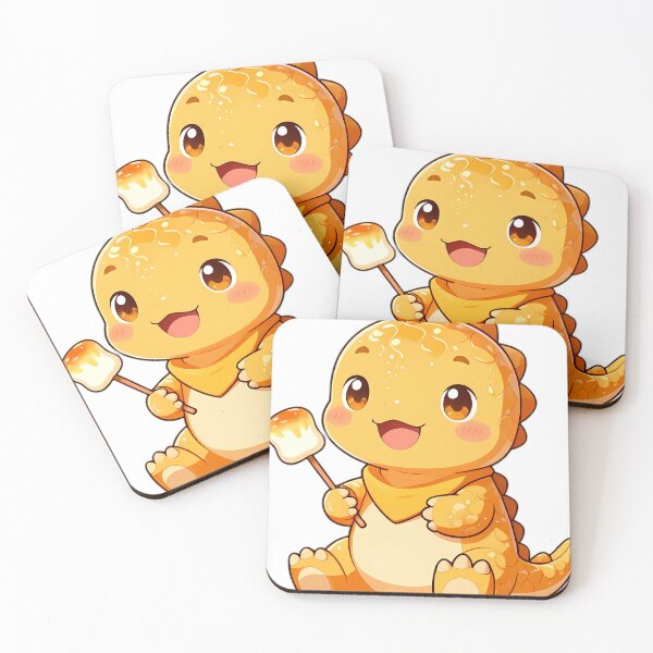 Item preview, Cute Baby Iguanodon Giving Thumbs Up Holding Toasted Marshmallow designed and sold by pumsquare.
