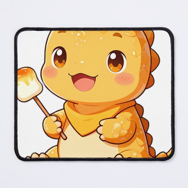 Item preview, Cute Baby Iguanodon Giving Thumbs Up Holding Toasted Marshmallow designed and sold by pumsquare.