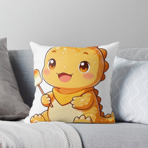 Item preview, Cute Baby Iguanodon Giving Thumbs Up Holding Toasted Marshmallow designed and sold by pumsquare.