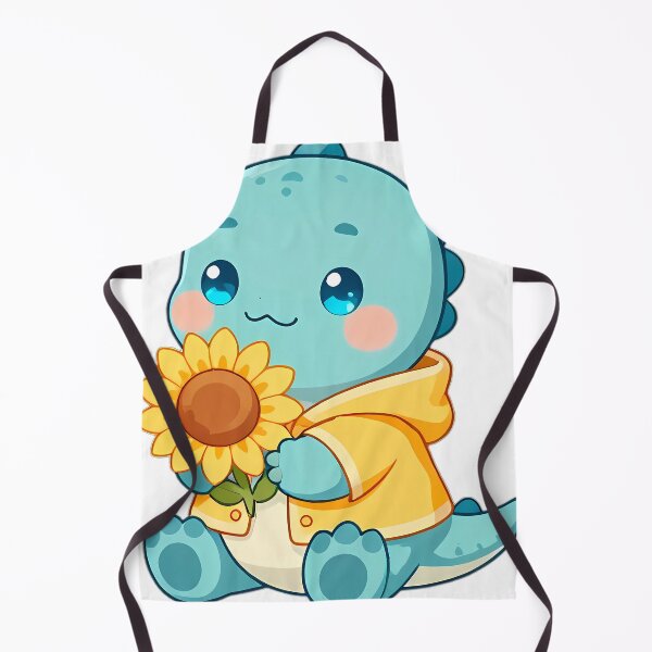 Item preview, Cute Baby Baryonyx in Raincoat Holding Golden Sunflower Bloom designed and sold by pumsquare.
