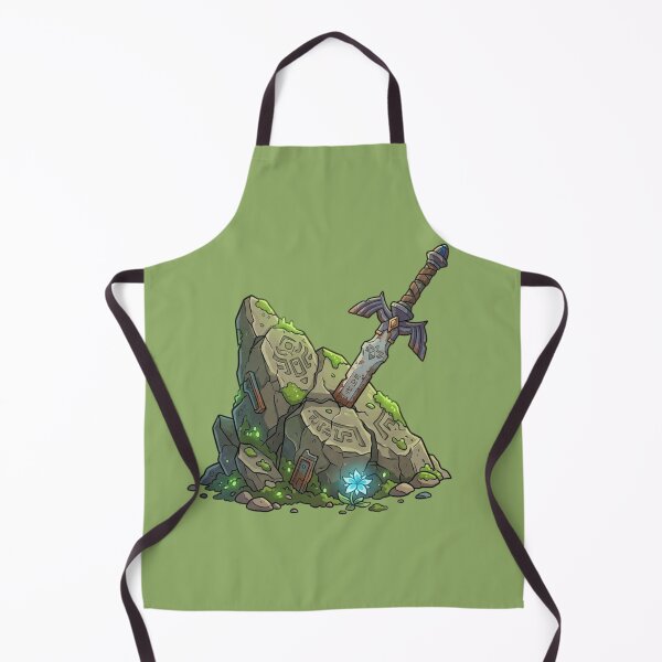 Item preview, The Master Sword is jammed deep into a moss-covered, rune-carved monolith. designed and sold by gorillazone_co.