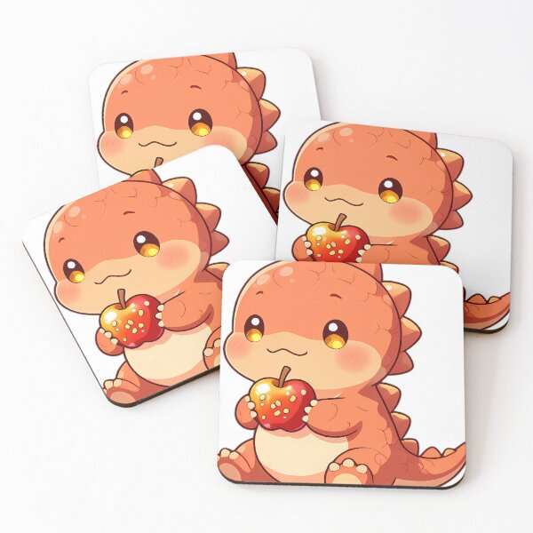 Item preview, Cute Baby Dimetrodon with Sunrise Sail Holding Caramel Apple designed and sold by pumsquare.