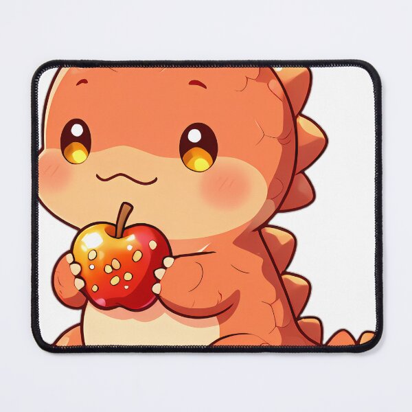 Item preview, Cute Baby Dimetrodon with Sunrise Sail Holding Caramel Apple designed and sold by pumsquare.