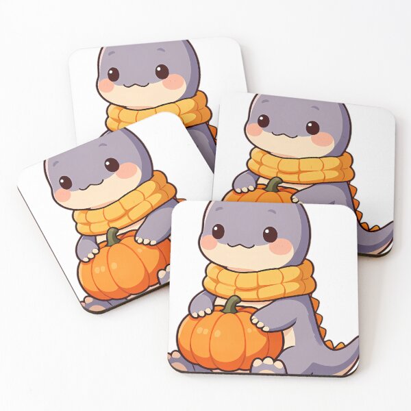 Item preview, Cute Baby Argentinosaurus with Giant Knit Scarf Hugging Pumpkin designed and sold by pumsquare.