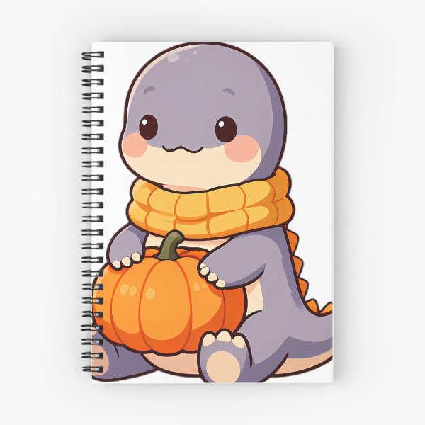 Item preview, Cute Baby Argentinosaurus with Giant Knit Scarf Hugging Pumpkin designed and sold by pumsquare.