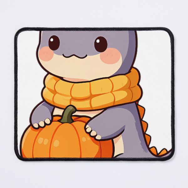Item preview, Cute Baby Argentinosaurus with Giant Knit Scarf Hugging Pumpkin designed and sold by pumsquare.