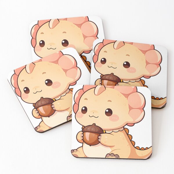 Item preview, Cute Baby Protoceratops with Rosy Cheeks Holding Roasted Acorn designed and sold by pumsquare.