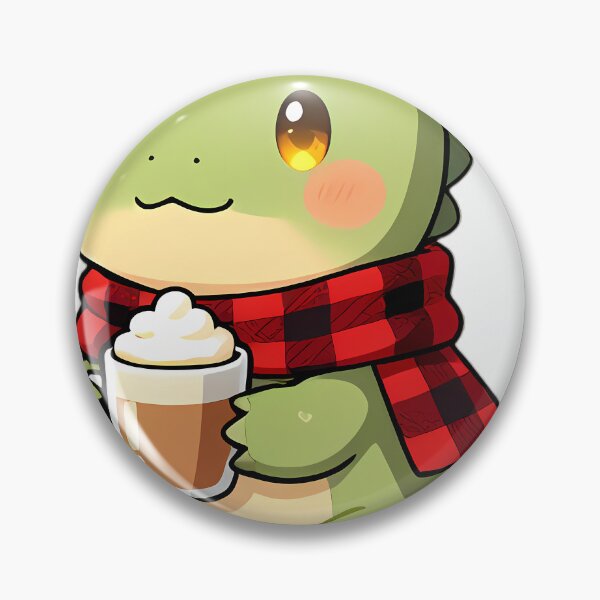 Item preview, Cute Baby Megalosaurus in Plaid Flannel Scarf Holding Latte designed and sold by pumsquare.