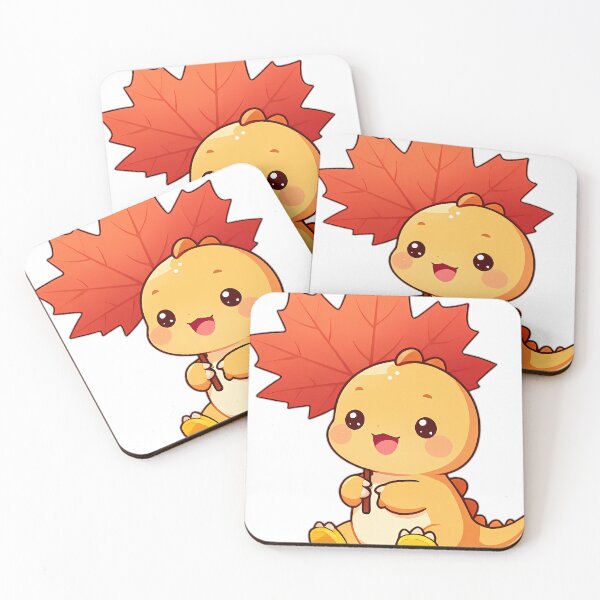Item preview, Cute Baby Gallimimus Running Cute with Maple Leaf Umbrella designed and sold by pumsquare.