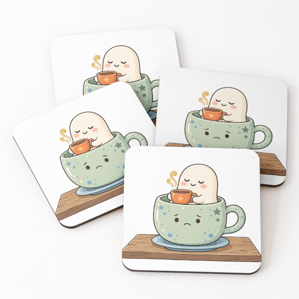 Item preview, Cozy Ghost Drinking Coffee in a Cute Mug | Kawaii Coffee Lover Aesthetic designed and sold by MrDev.